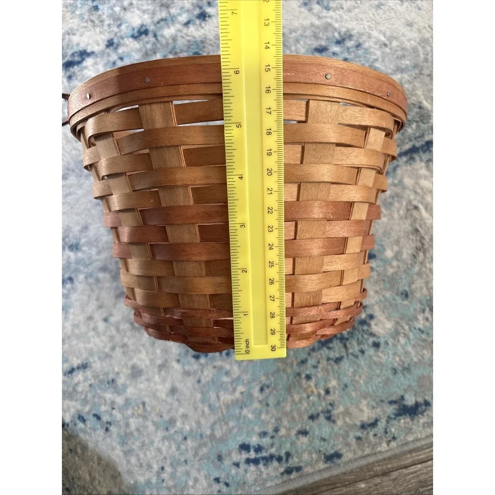 Vintage Bradford Basket Co. Handwoven Signed JAH 1994 Leather Handles Great Cond